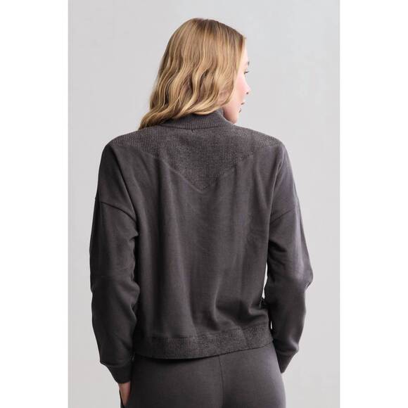 NEW BAREFOOT DREAMS brushed fleece with cozychic ultra lite rib half zip pullove - Picture 4 of 4